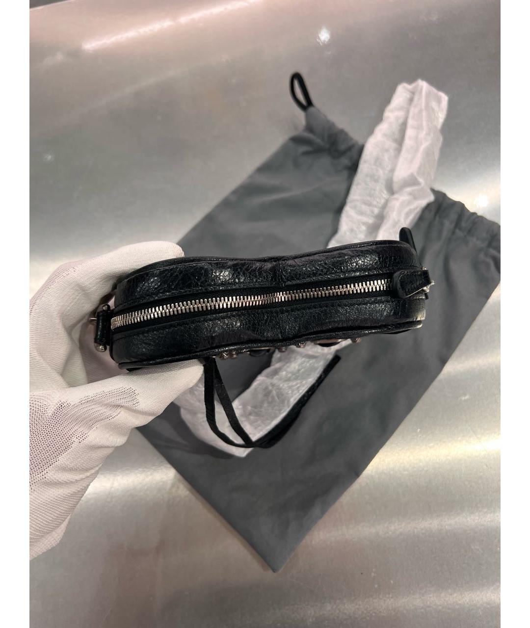BALENCIAGA Черная кожаная сумка через плечо, фото 5