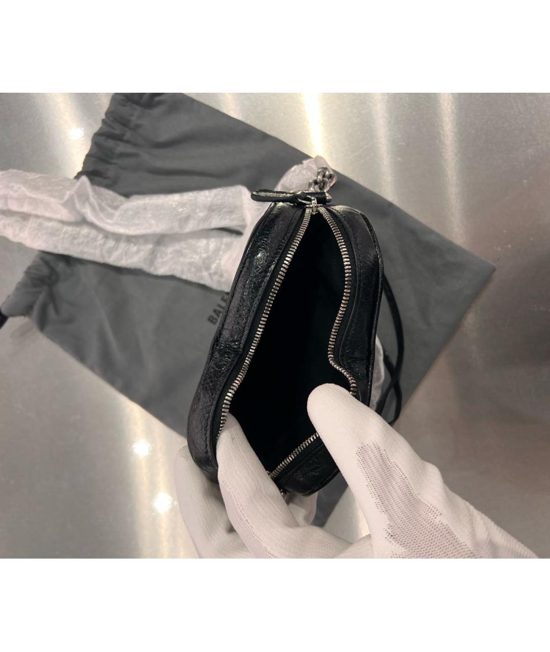 BALENCIAGA Черная кожаная сумка через плечо, фото 4