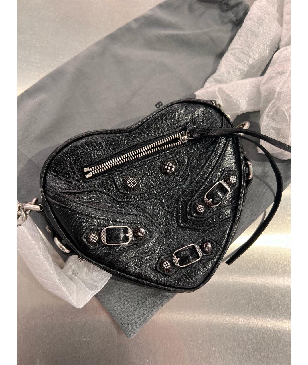 BALENCIAGA Черная кожаная сумка через плечо, фото 9