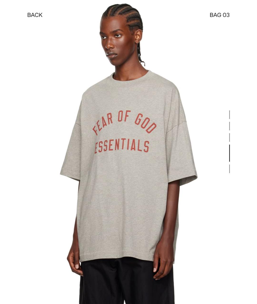 FEAR OF GOD ESSENTIALS Серая хлопковая футболка, фото 4