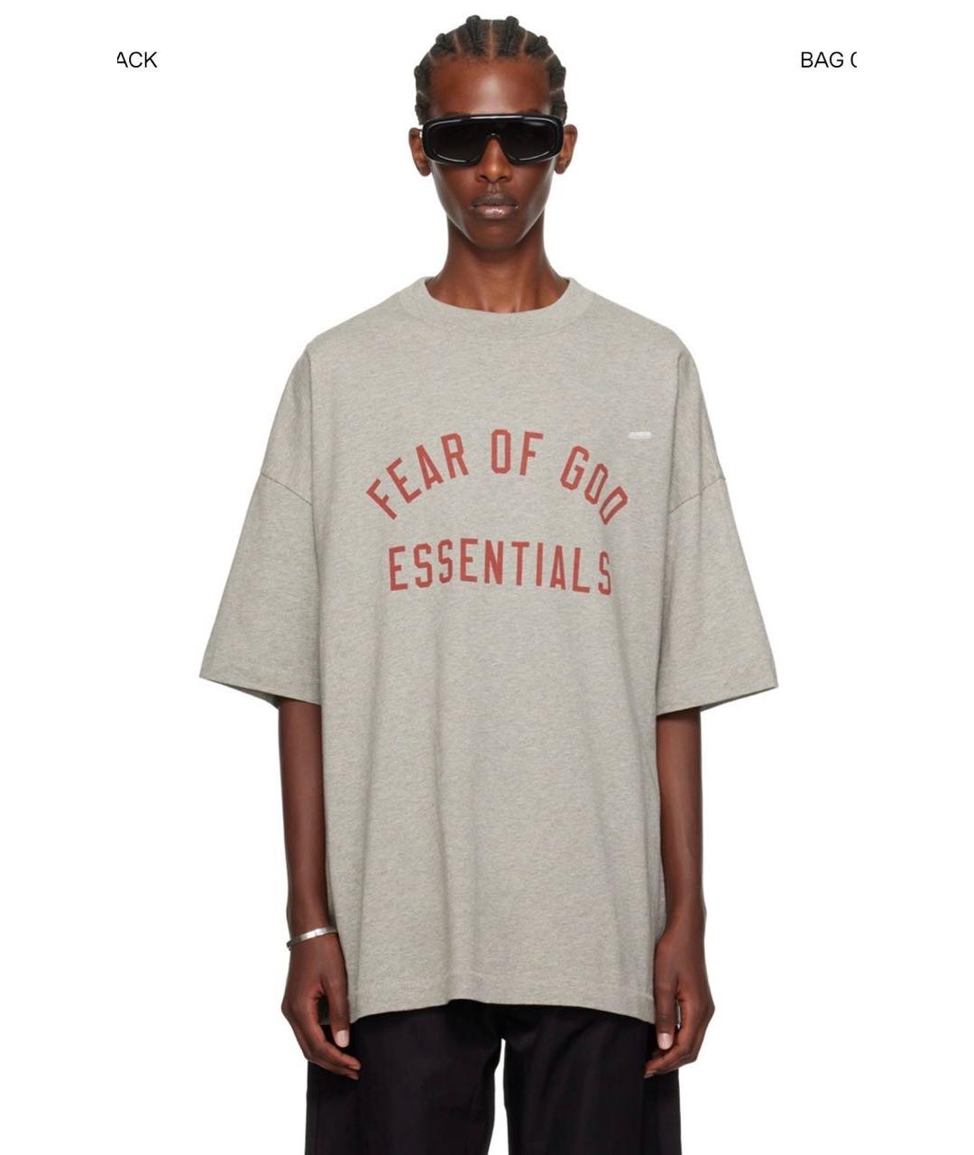 FEAR OF GOD ESSENTIALS Серая хлопковая футболка, фото 5