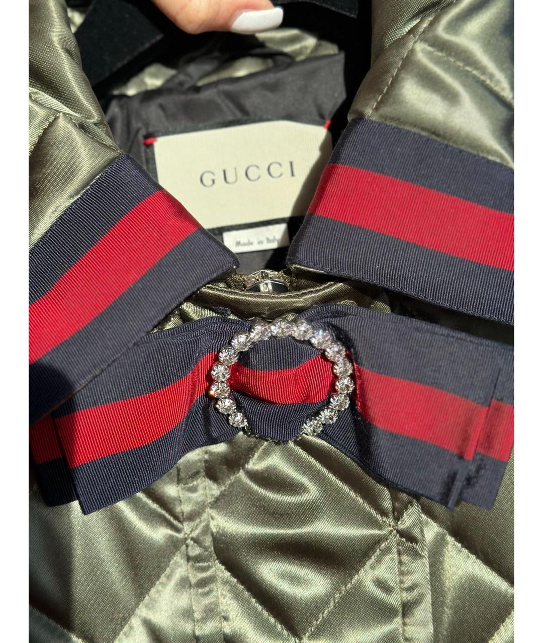 GUCCI Хаки полиамидовое пальто, фото 4