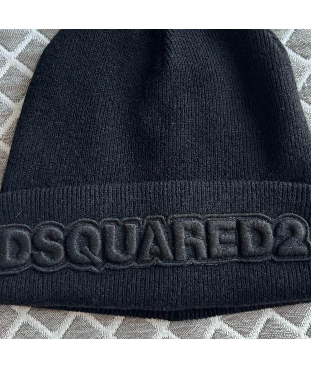 DSQUARED2 Черная шерстяная шапка, фото 3