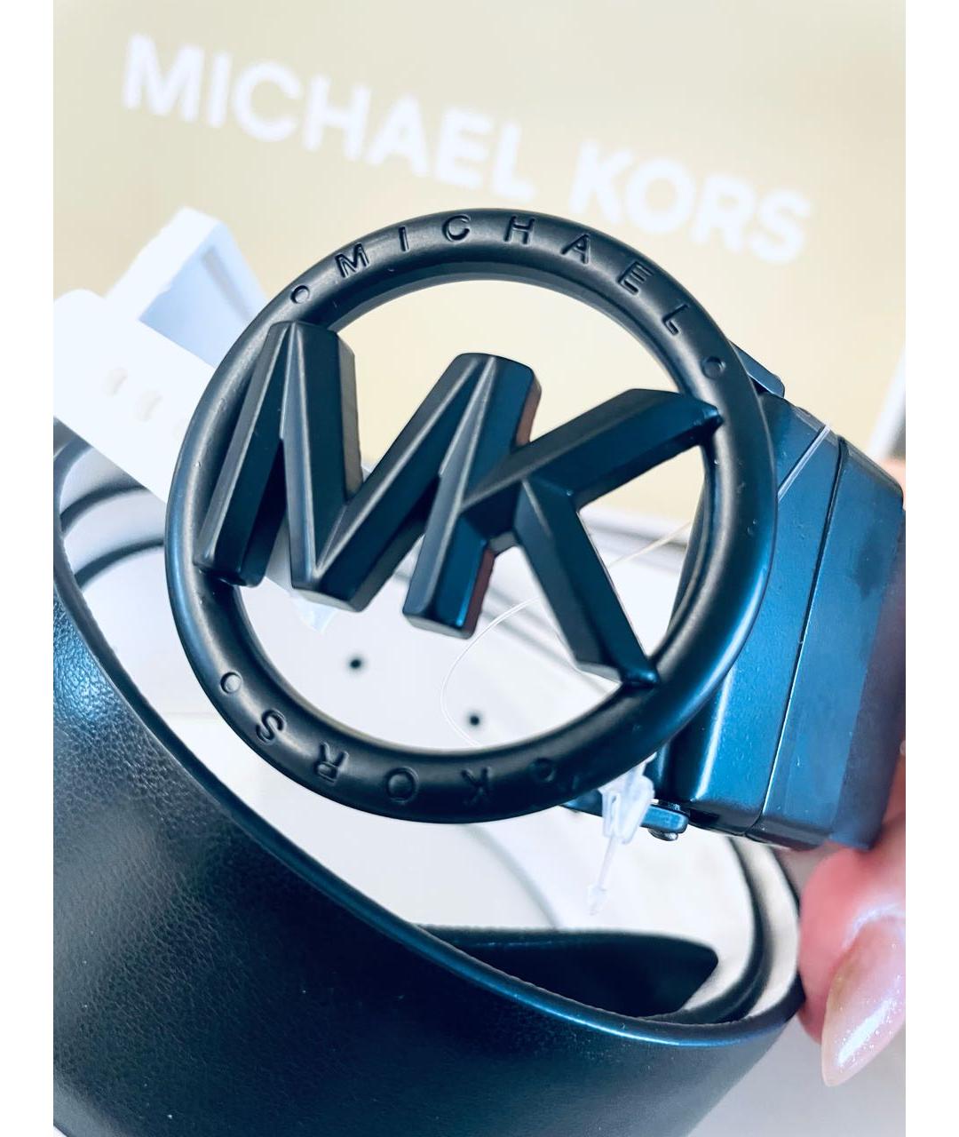 MICHAEL KORS Черный кожаный ремень, фото 3