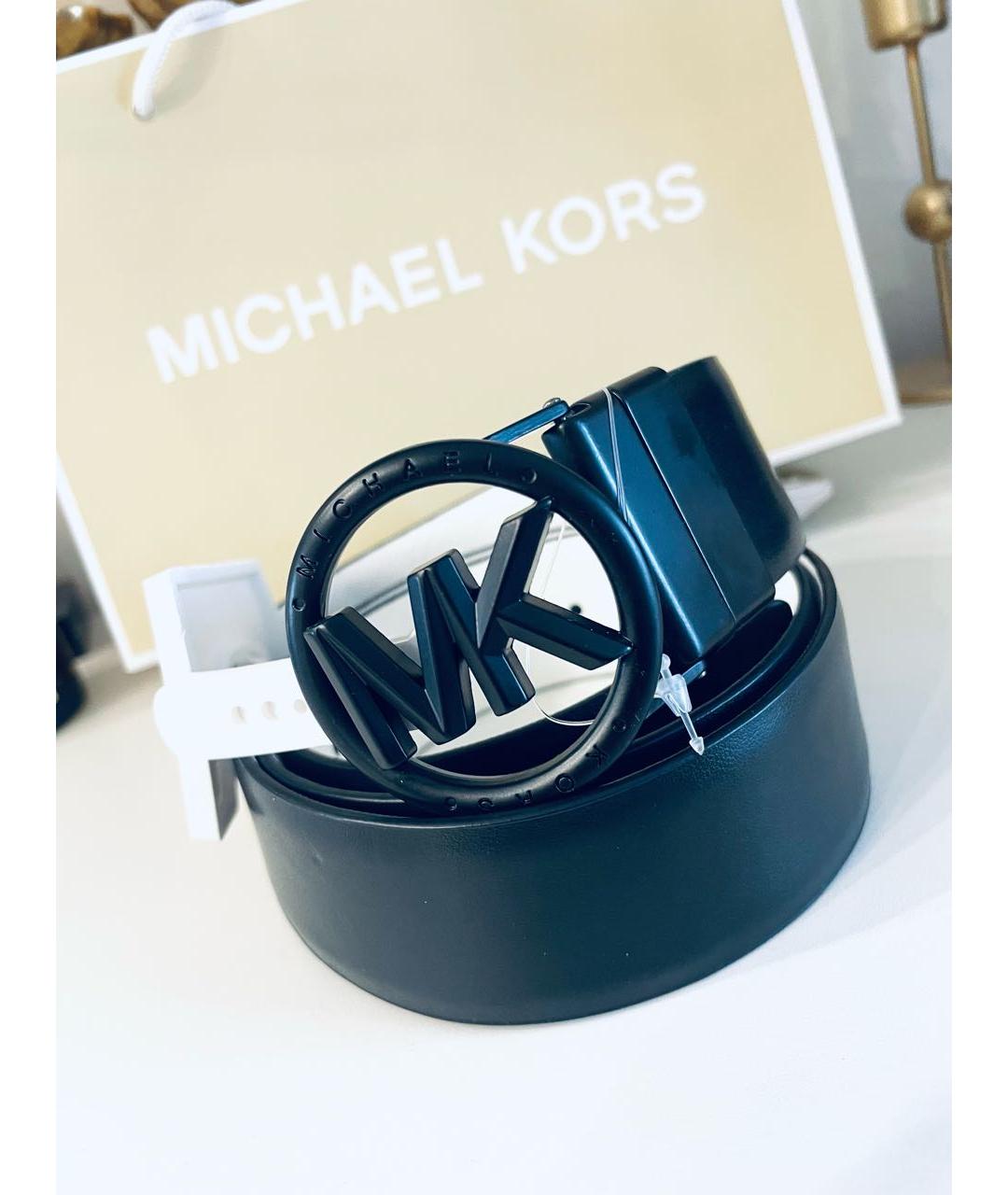 MICHAEL KORS Черный кожаный ремень, фото 4