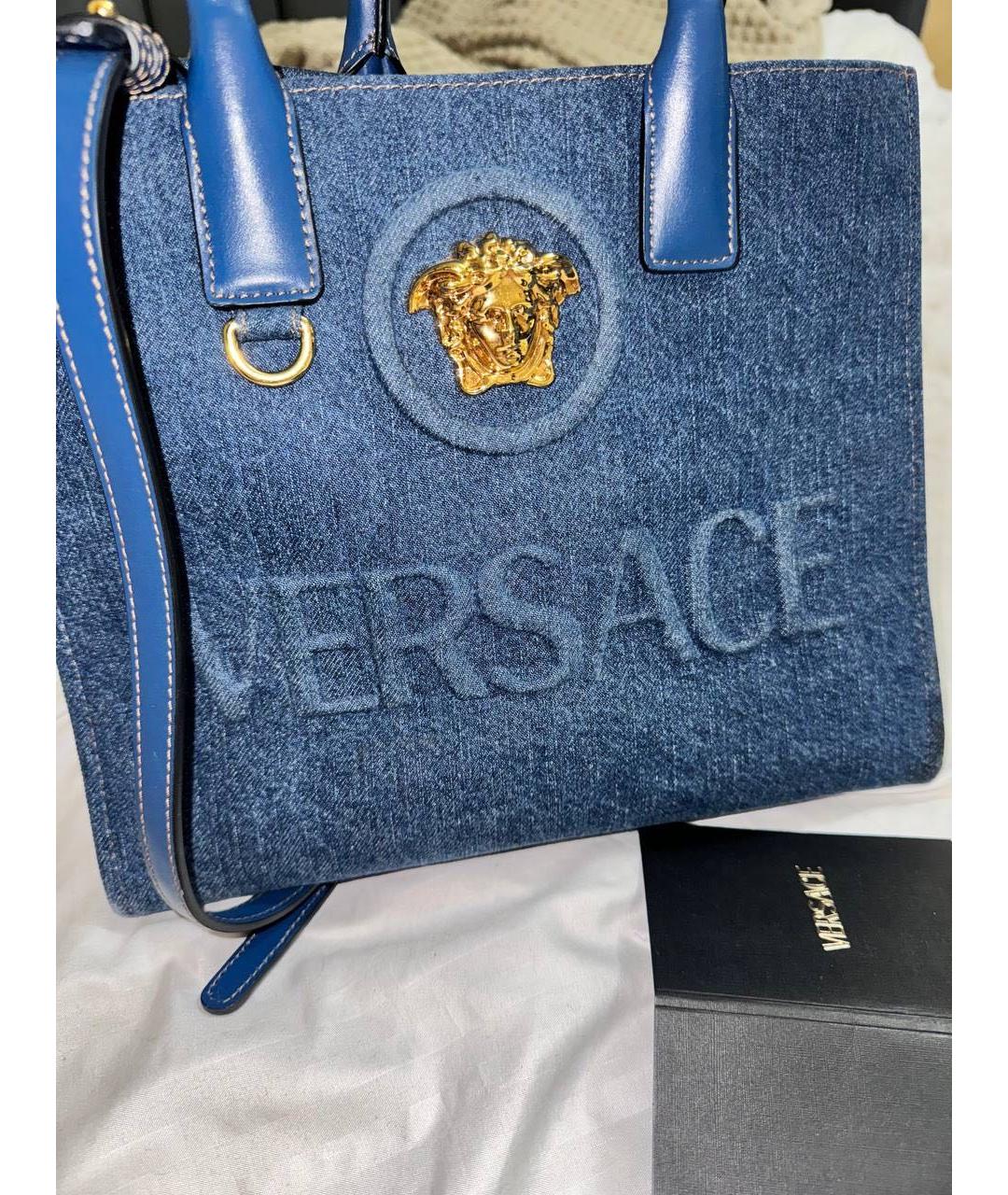 VERSACE Темно-синяя деним сумка тоут, фото 2