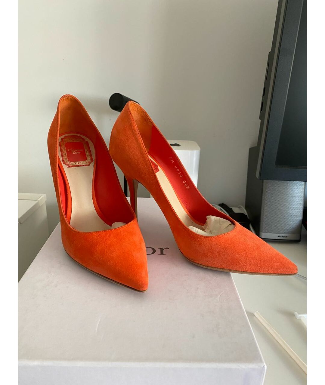 CHRISTIAN DIOR PRE-OWNED Оранжевое замшевые туфли, фото 6