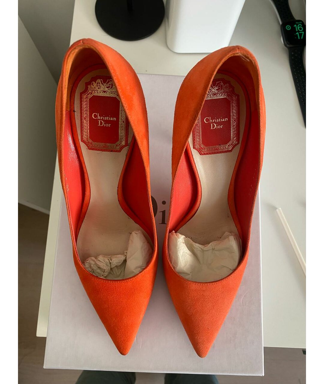 CHRISTIAN DIOR PRE-OWNED Оранжевое замшевые туфли, фото 5