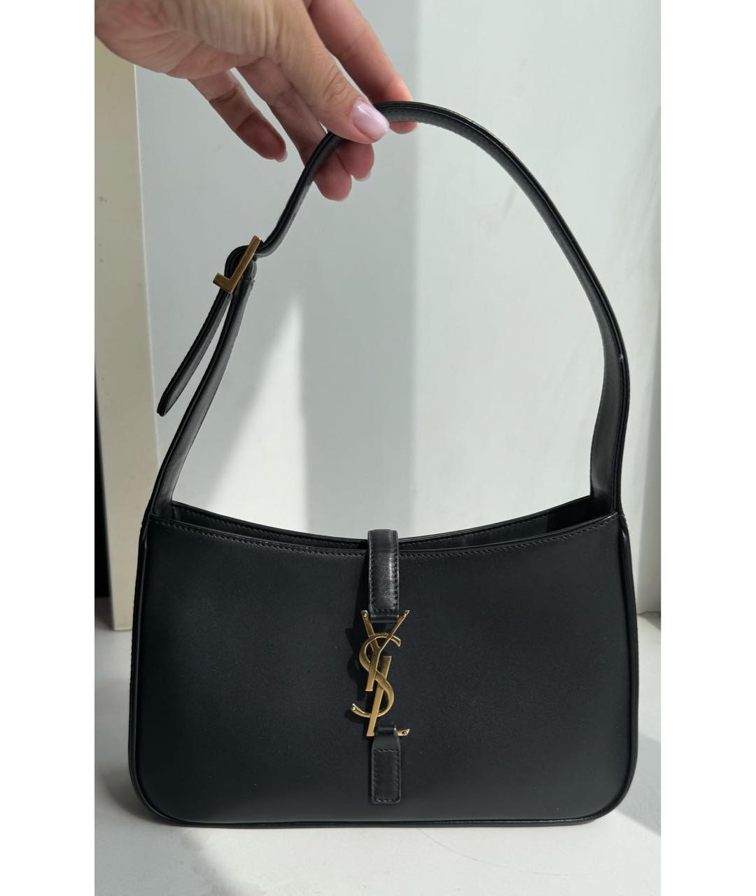 SAINT LAURENT Черная кожаная сумка с короткими ручками, фото 5