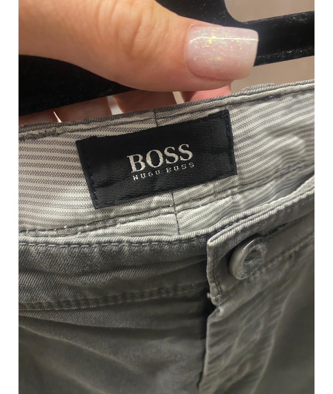 HUGO BOSS Серые хлопковые классические брюки, фото 4