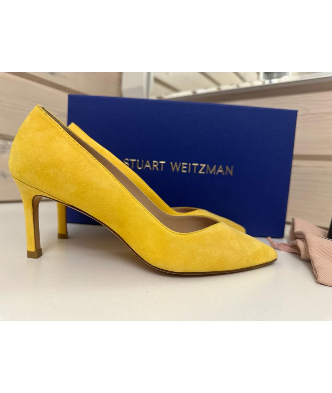 STUART WEITZMAN Желтые замшевые туфли, фото 7