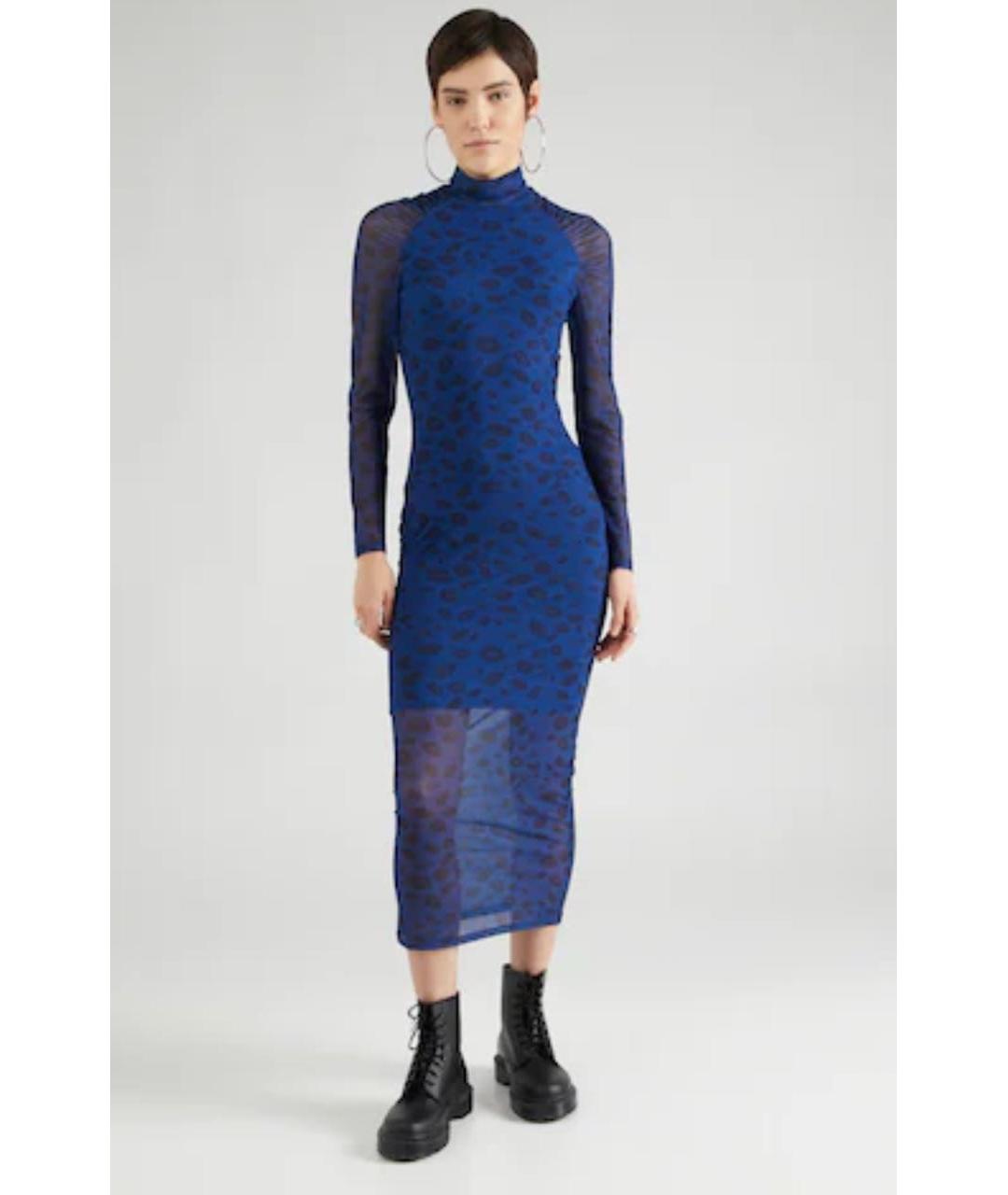 HUGO BOSS Темно-синее полиэстеровое коктейльное платье, фото 5