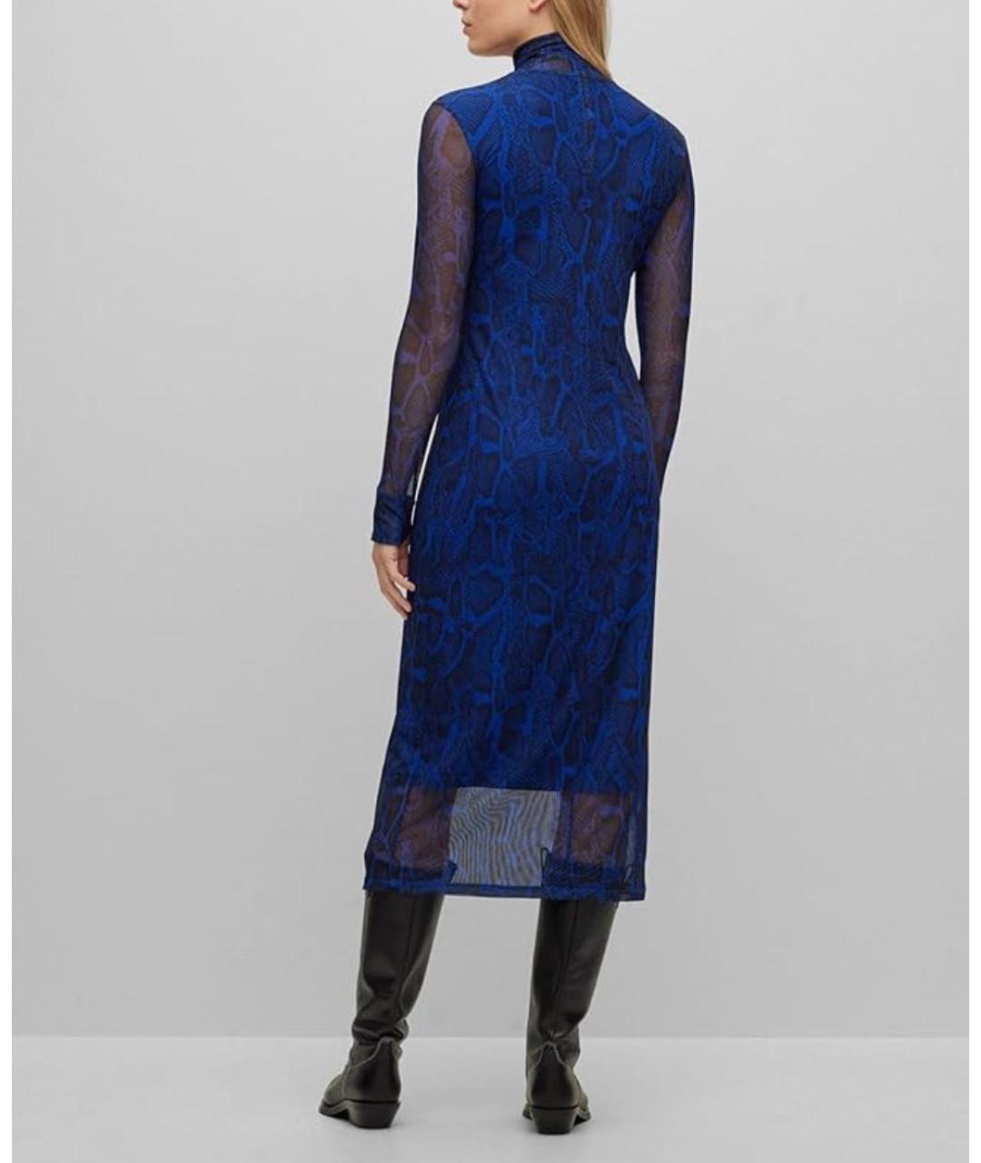 HUGO BOSS Темно-синее полиэстеровое коктейльное платье, фото 2