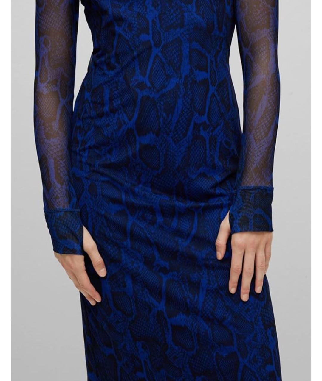 HUGO BOSS Темно-синее полиэстеровое коктейльное платье, фото 3