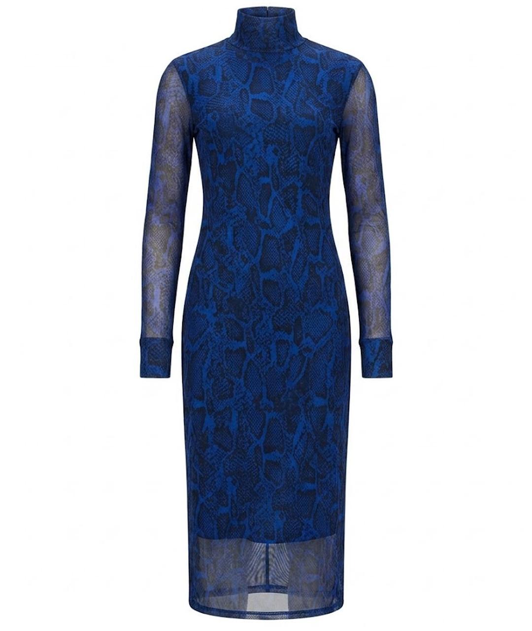 HUGO BOSS Темно-синее полиэстеровое коктейльное платье, фото 1