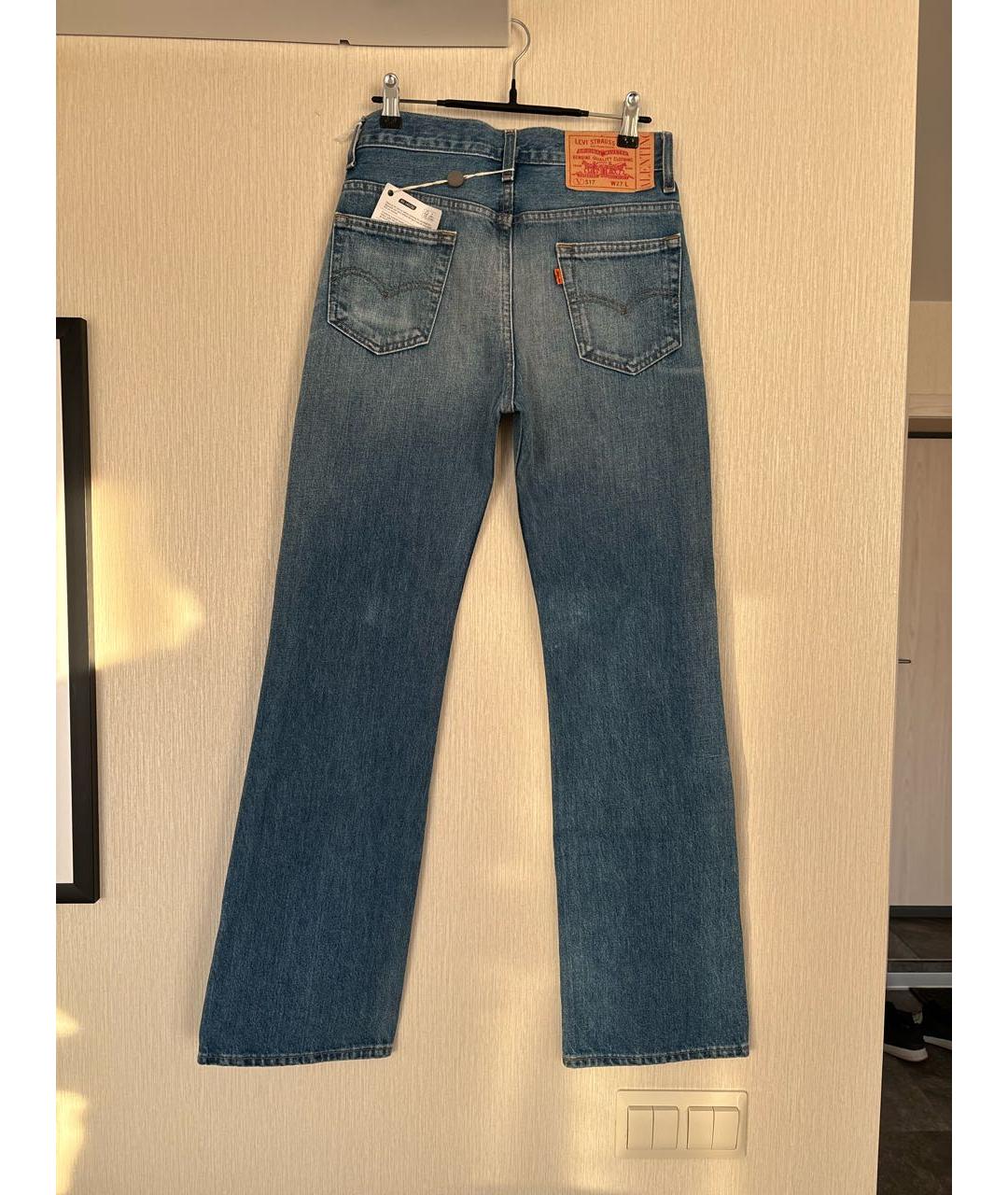 LEVI'S Голубые хлопковые прямые джинсы, фото 2