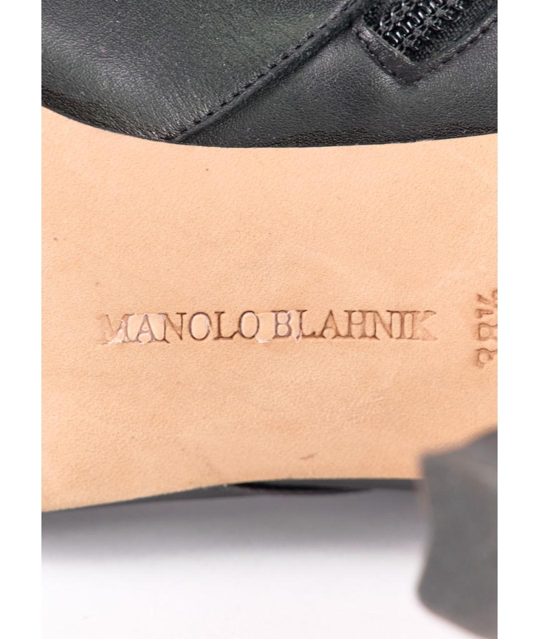 MANOLO BLAHNIK Черные кожаные сапоги, фото 5