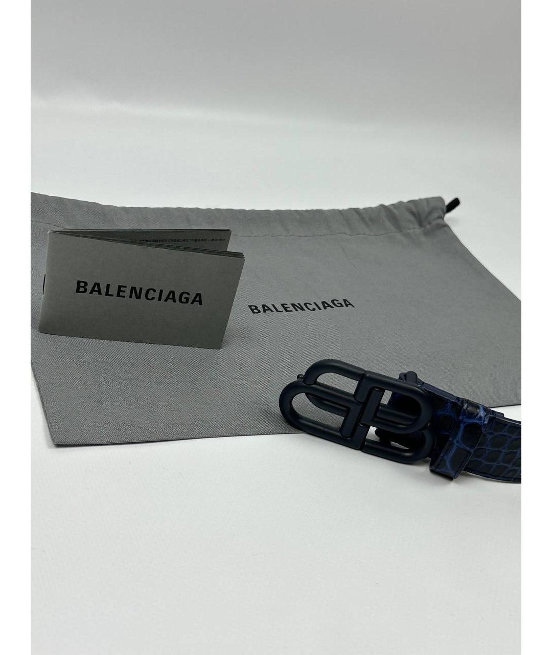 BALENCIAGA Темно-синий кожаный ремень, фото 6