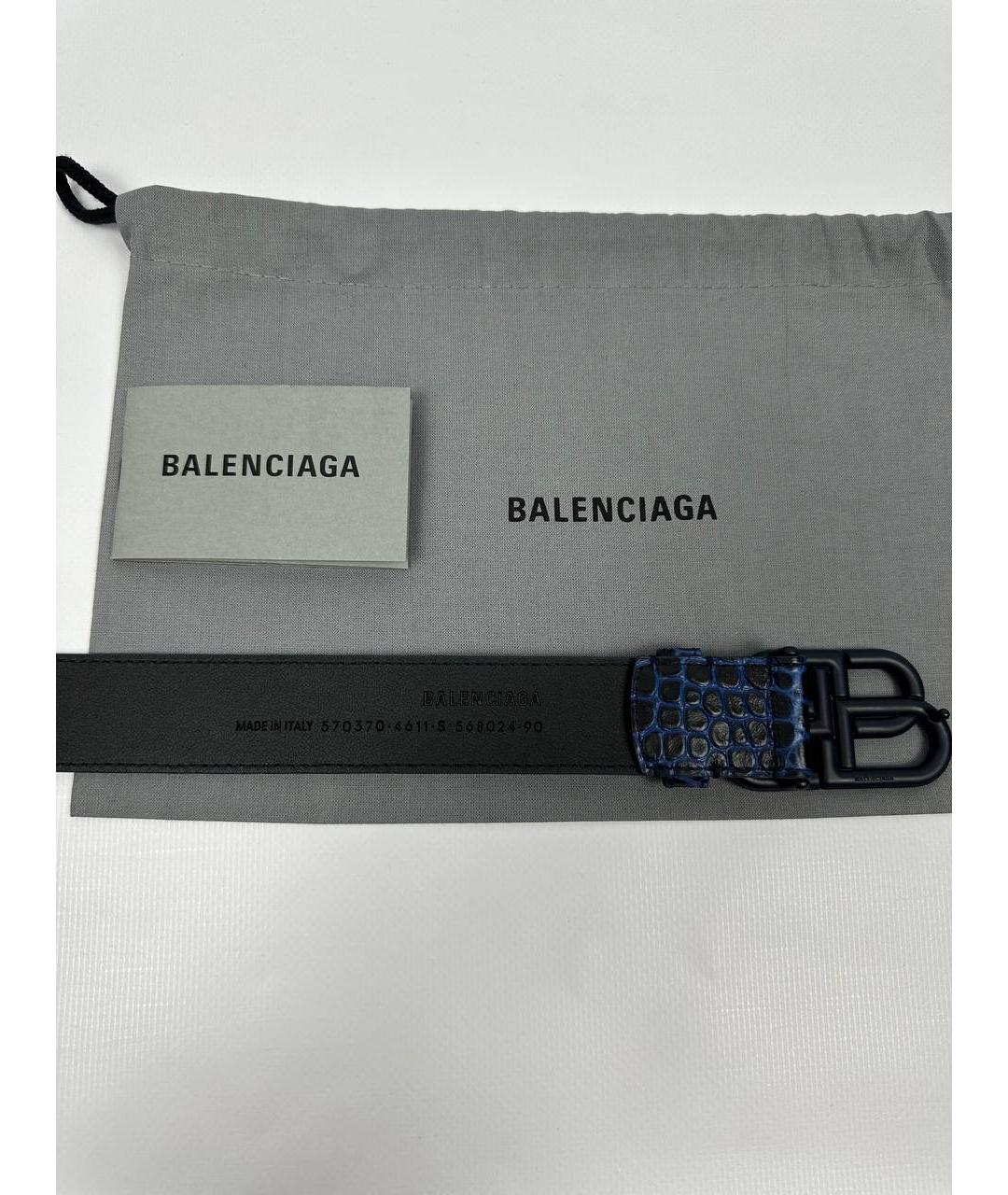 BALENCIAGA Темно-синий кожаный ремень, фото 4