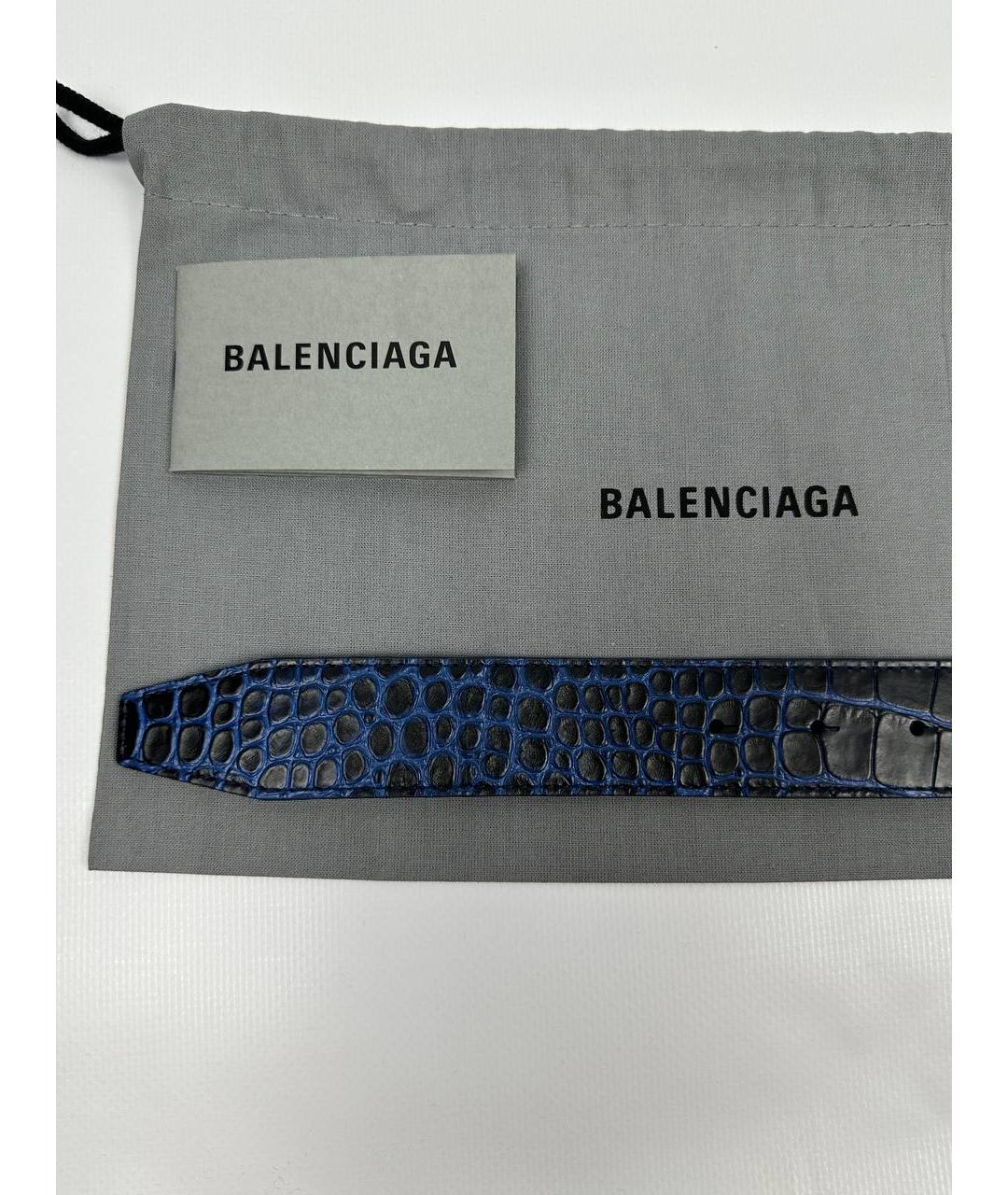 BALENCIAGA Темно-синий кожаный ремень, фото 5