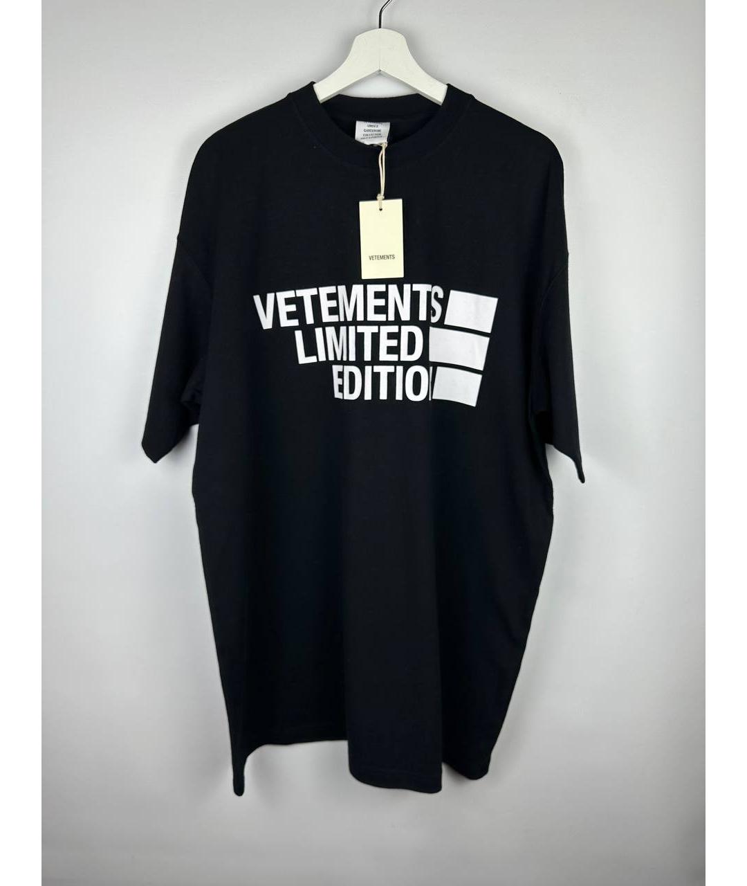 VETEMENTS Черная хлопковая футболка, фото 6