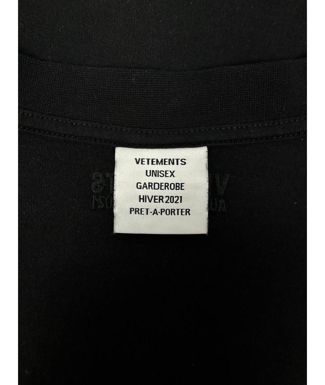 VETEMENTS Черная хлопковая футболка, фото 3