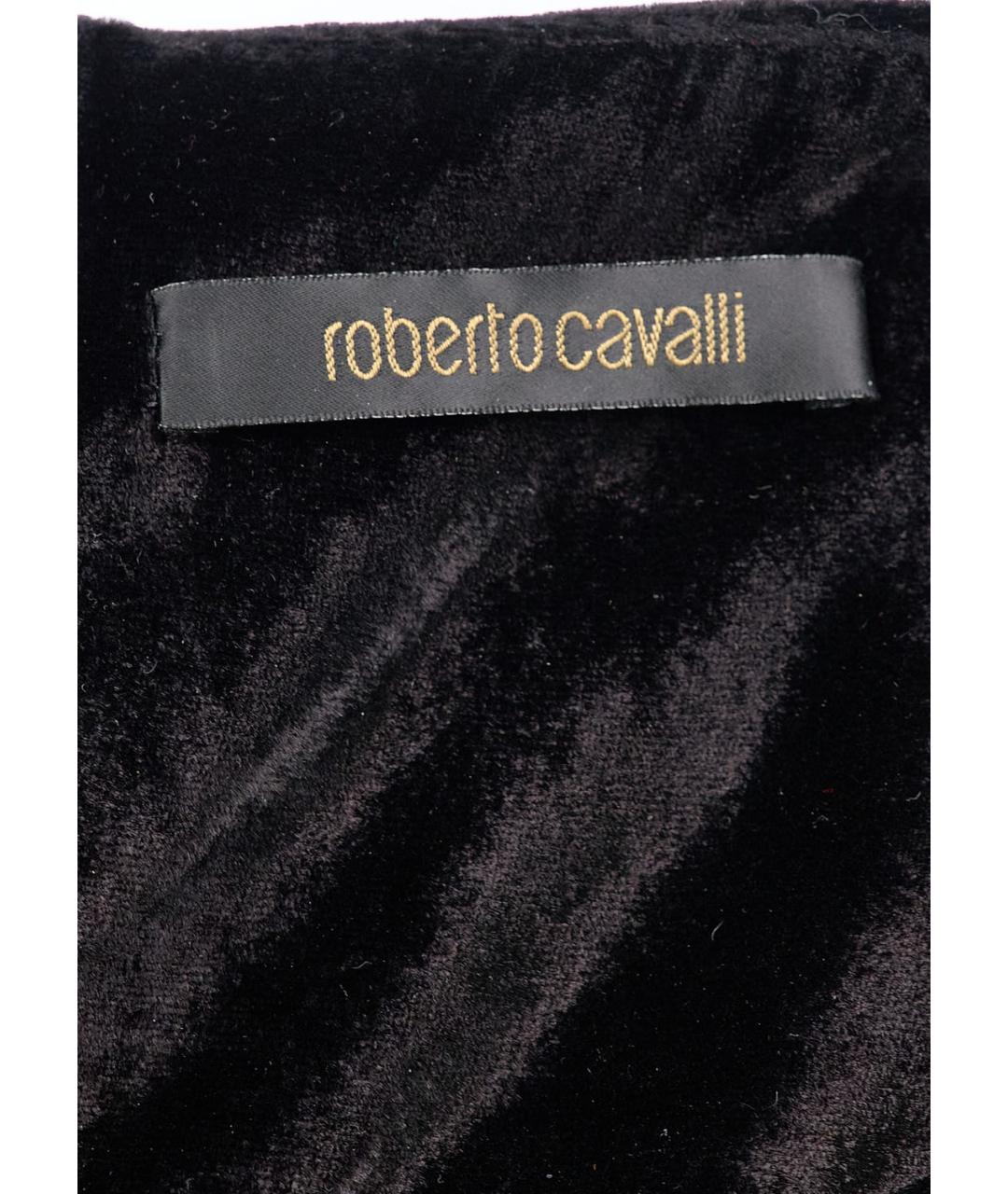 ROBERTO CAVALLI Черная шелковая юбка мини, фото 3