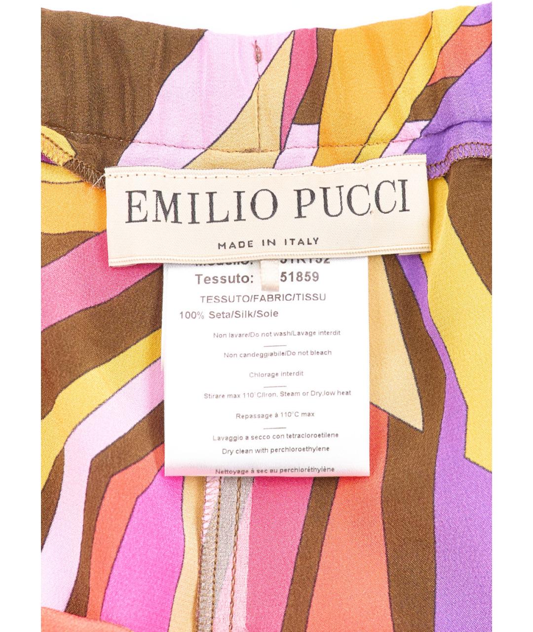 EMILIO PUCCI Мульти шелковые прямые брюки, фото 3