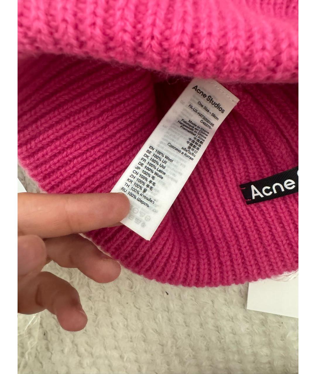 ACNE STUDIOS Розовая шерстяная шапка, фото 7