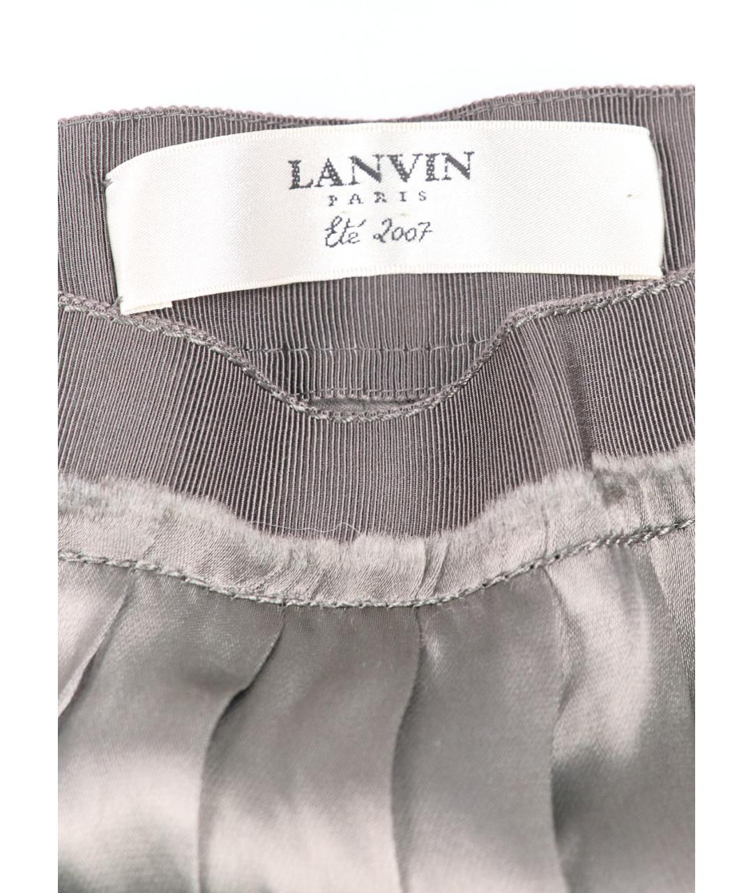 LANVIN Хаки вискозная юбка мини, фото 3