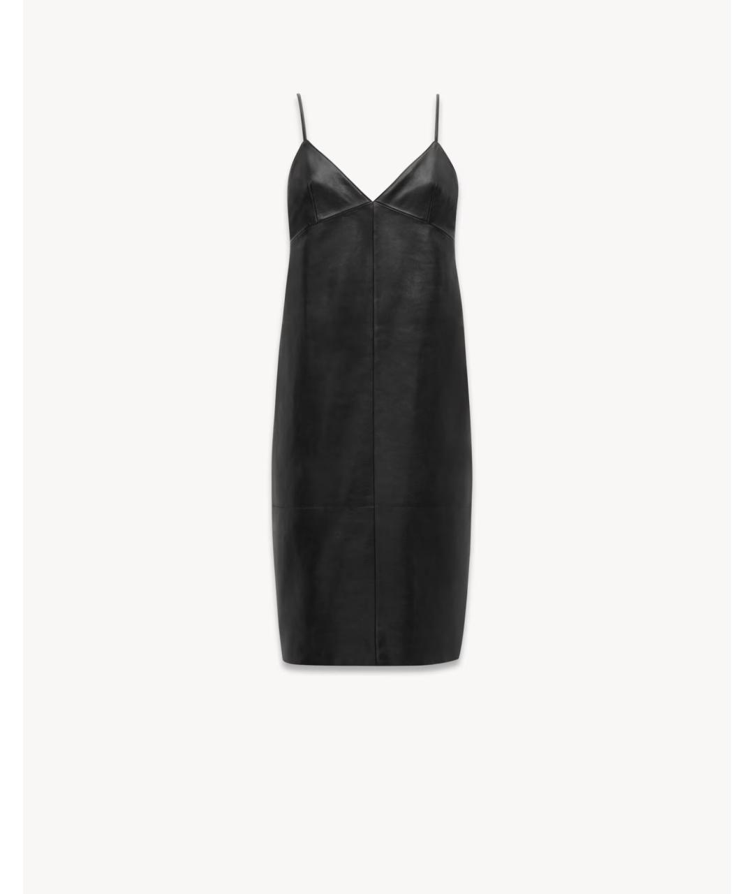 SAINT LAURENT Черное кожаное коктейльное платье, фото 4