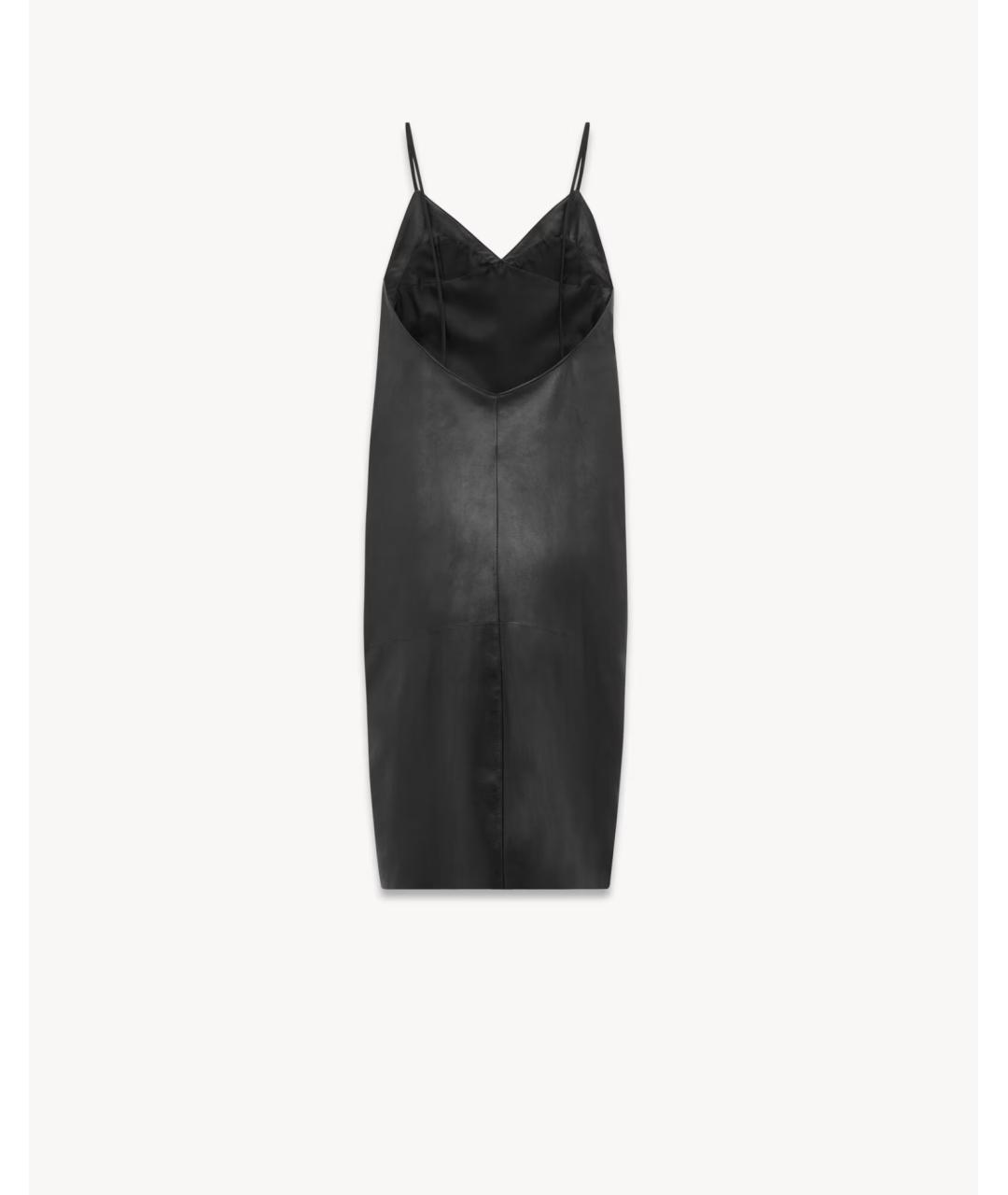 SAINT LAURENT Черное кожаное коктейльное платье, фото 3