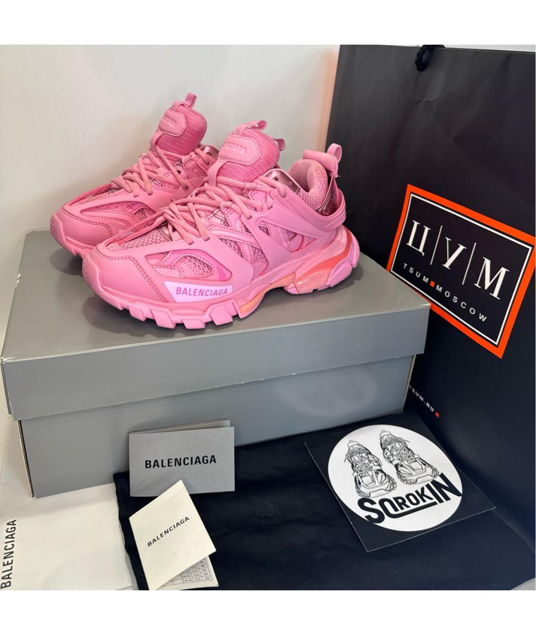 BALENCIAGA Розовые кожаные кроссовки, фото 5