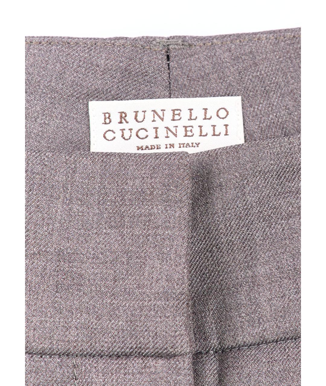 BRUNELLO CUCINELLI Серые шерстяные прямые брюки, фото 3