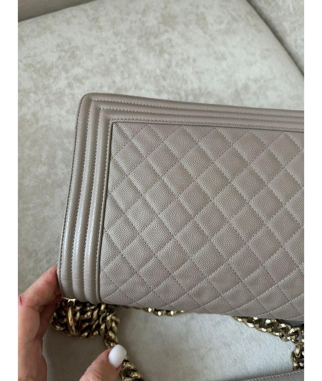 CHANEL Бежевая кожаная сумка через плечо, фото 5