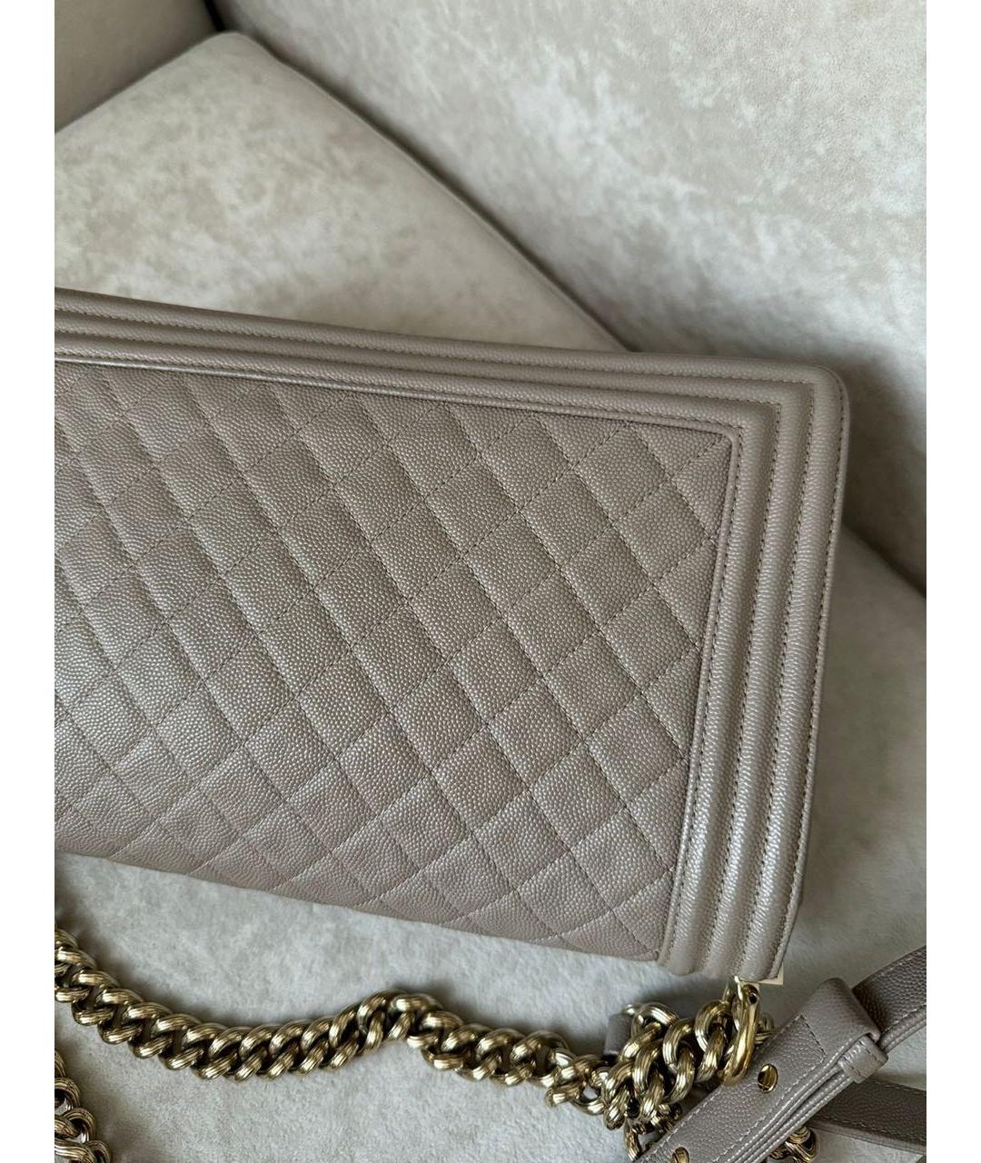 CHANEL Бежевая кожаная сумка через плечо, фото 4