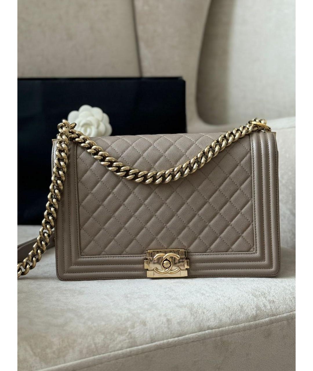 CHANEL Бежевая кожаная сумка через плечо, фото 2