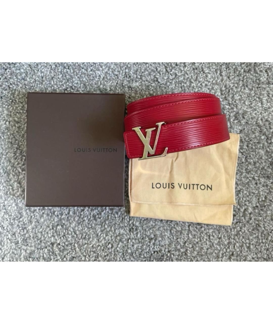 LOUIS VUITTON Красный кожаный ремень, фото 6