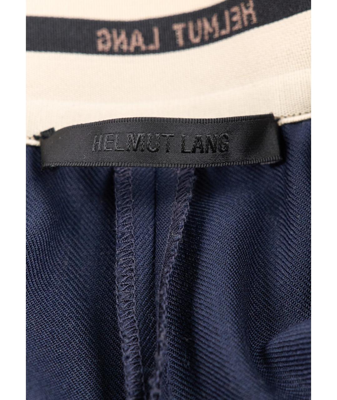 HELMUT LANG Темно-синие полиэстеровые прямые брюки, фото 3