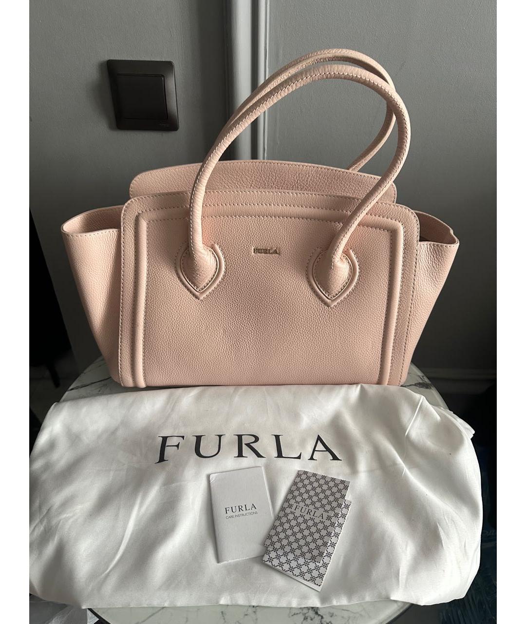 FURLA Розовая кожаная сумка с короткими ручками, фото 6