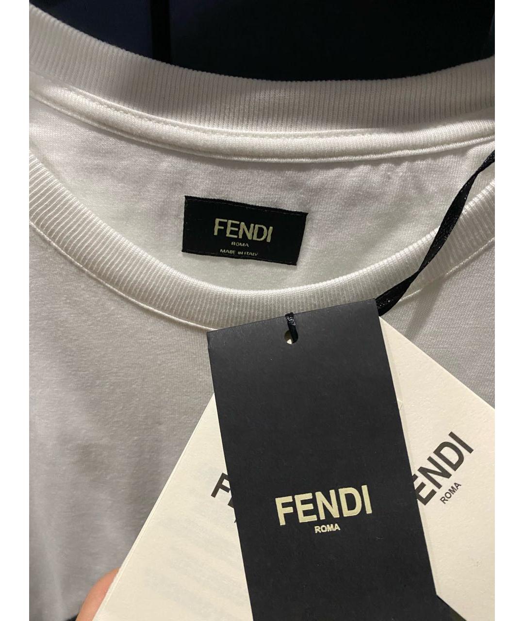 FENDI Белая хлопковая футболка, фото 4