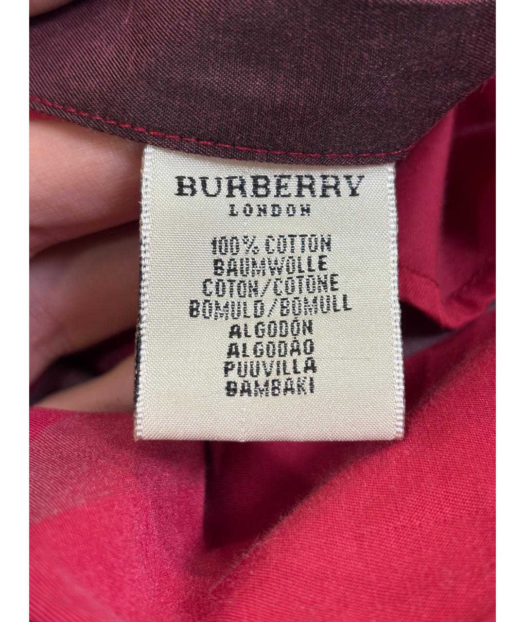 BURBERRY Красная хлопковая кэжуал рубашка, фото 5