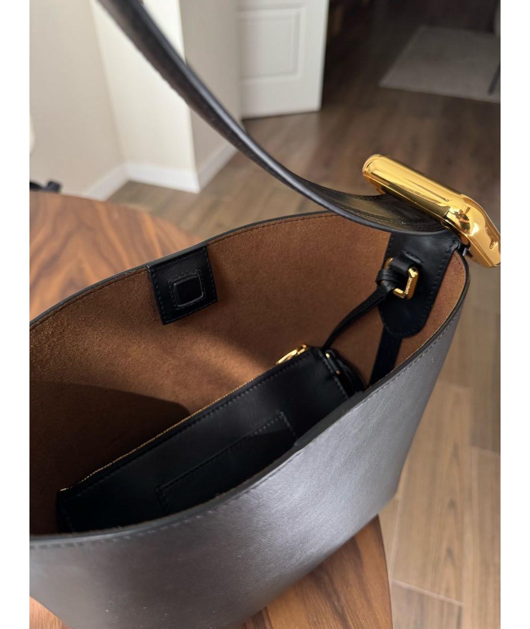 JACQUEMUS Черная кожаная сумка через плечо, фото 4