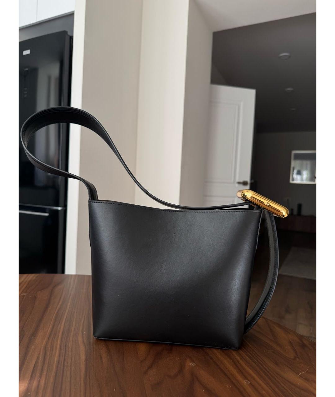 JACQUEMUS Черная кожаная сумка через плечо, фото 3