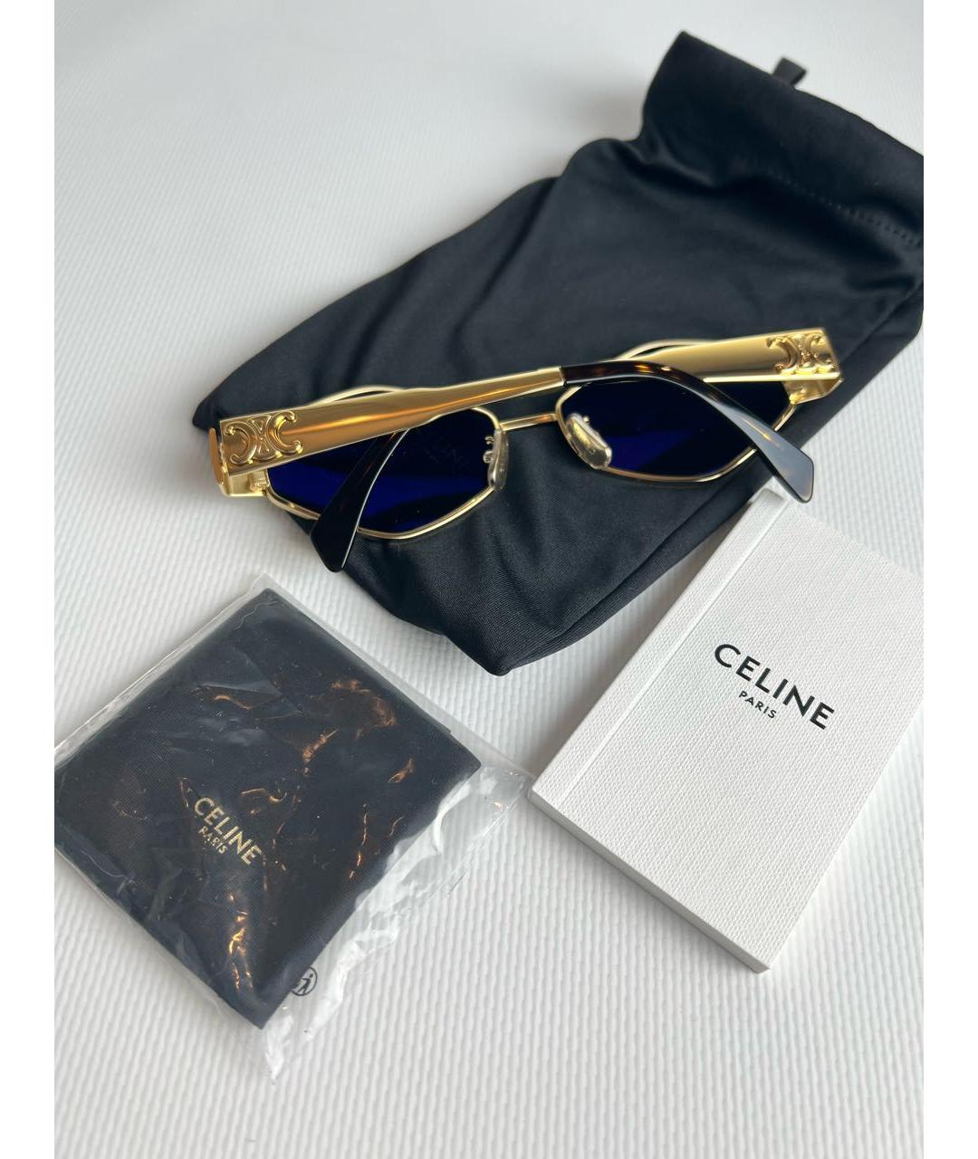 CELINE Золотые металлические солнцезащитные очки, фото 6