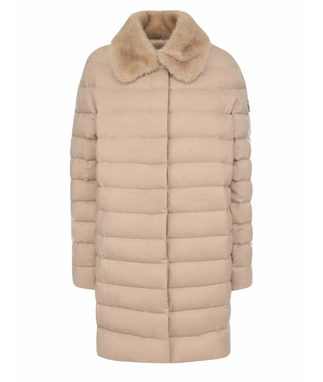 MONCLER GAMME ROUGE Бежевый кашемировый пуховик, фото 1