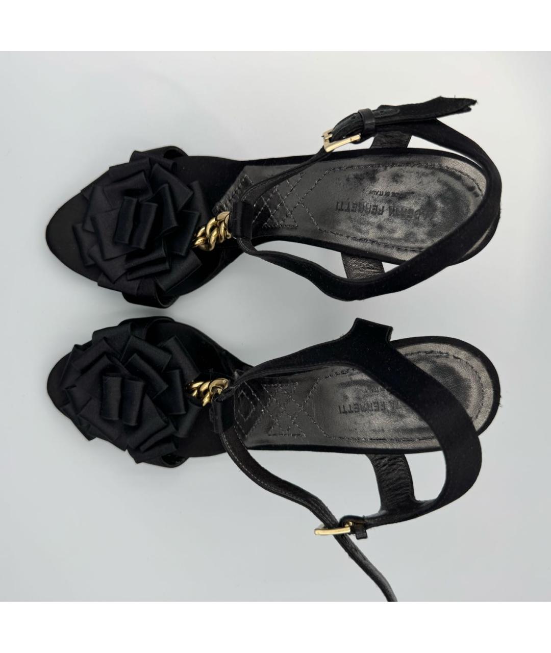 ALBERTA FERRETTI Черные текстильные босоножки, фото 3