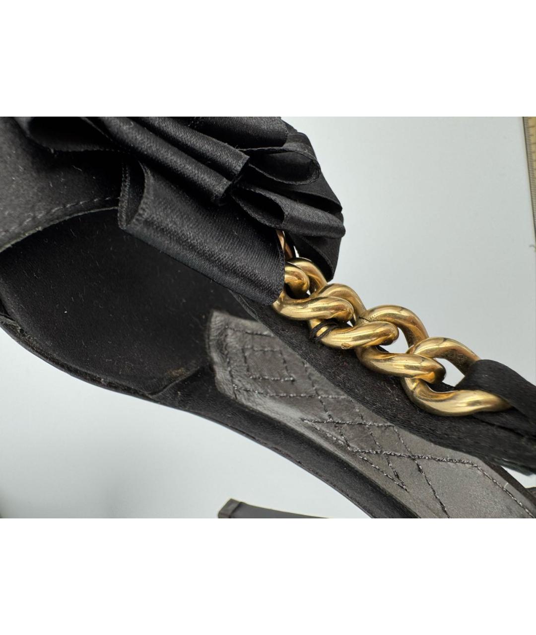 ALBERTA FERRETTI Черные текстильные босоножки, фото 8