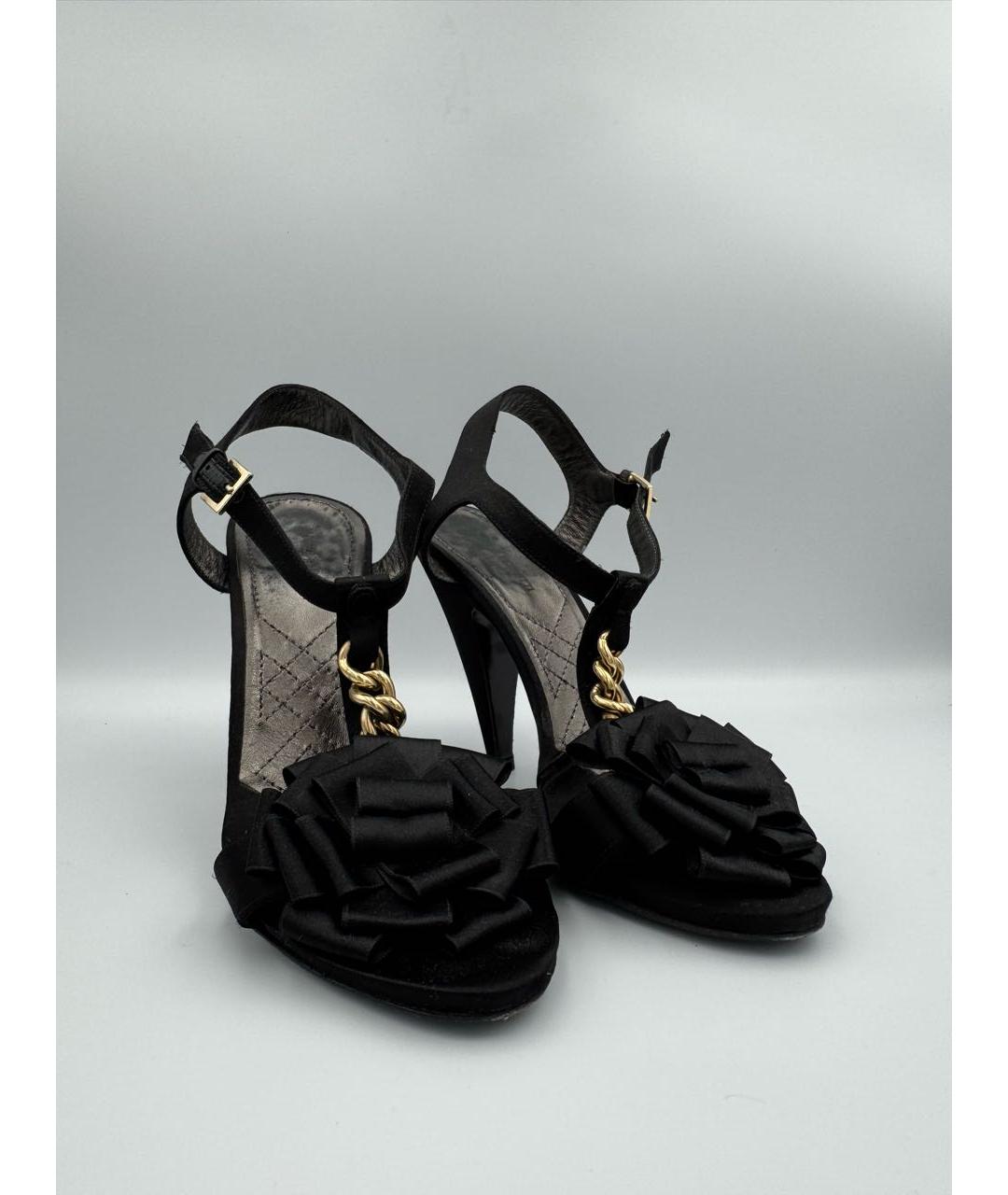 ALBERTA FERRETTI Черные текстильные босоножки, фото 5