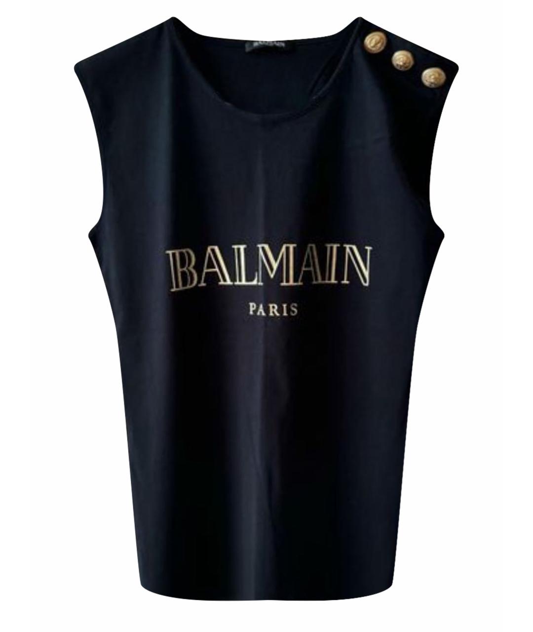 BALMAIN Черная хлопковая майка, фото 1